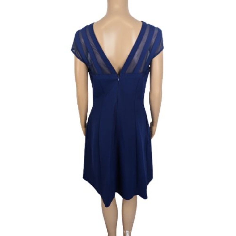 Catherine Malandrino Blue Mesh Detail Dress 8 - Picture 6 of 8
